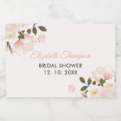 Beige Pink Floral Pattern Bridal Shower Schaumweinetikett (Einzelnes Label)