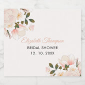 Beige Pink Floral Pattern Bridal Shower Schaumweinetikett (Einzelnes Label)