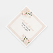 Beige Pink Floral Pattern Bridal Shower Serviette (Ecke)