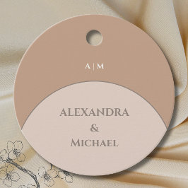 Beige Pink Monogram Japandi Wedding Vielen Dank Geschenkanhänger