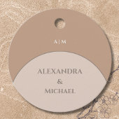 Beige Pink Monogram Japandi Wedding Vielen Dank Geschenkanhänger