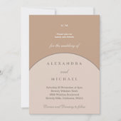 Beige Pink Monogram Minimalistisch Japandi Wedding Einladung (Vorderseite)