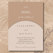 Beige Pink Monogram Minimalistisch Japandi Wedding Einladung