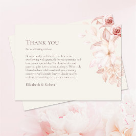 Beige & Pink Roses Wedding Vielen Dank Dankeskarte