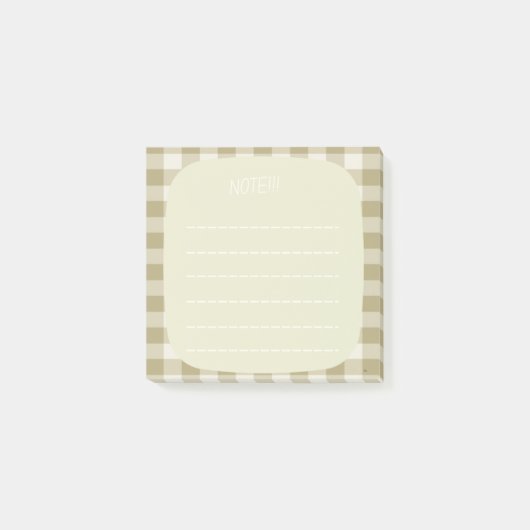 Beige Plaid Note Design Post-it Klebezettel (Vorderseite)