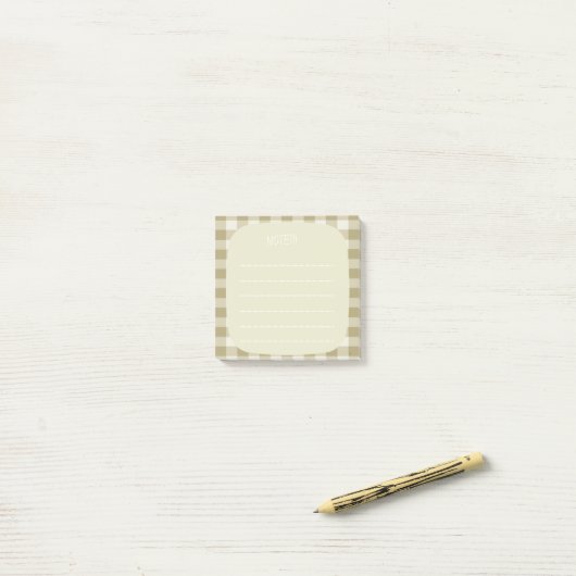 Beige Plaid Note Design Post-it Klebezettel (Auf Schreibtisch)