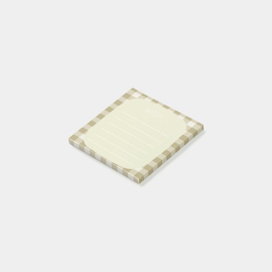 Beige Plaid Note Design Post-it Klebezettel (angewinkelt)