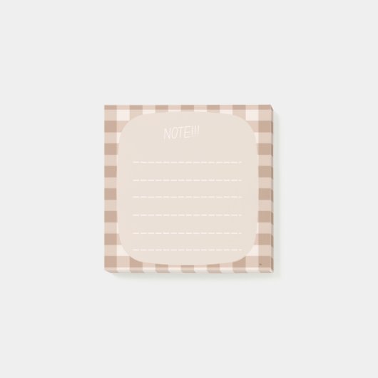 Beige Plaid Note Design Post-it Klebezettel (Vorderseite)
