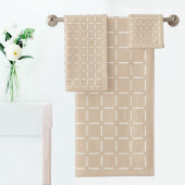 Beige Plaid Pattern Towel Badhandtuch Set