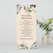 Beige Plum Floral Wedding Program Programm (Stehend Vorderseite)