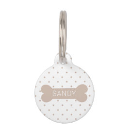 Beige Polka-Dosen und Hundeknochen und Information Haustiermarke