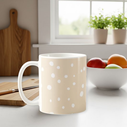 Beige polka dot cup with handle, Birthday gift Kaffeetasse