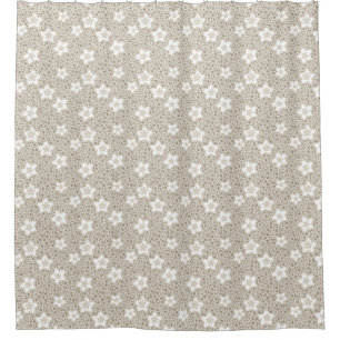 Beige Polka dot retro mit Sternen und Blume Duschvorhang