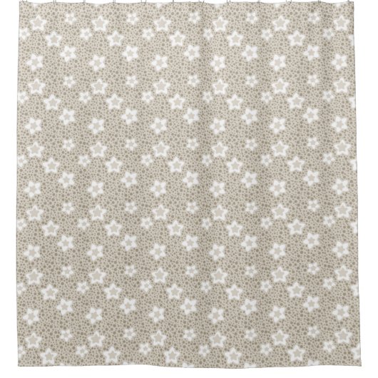 Beige Polka dot retro mit Sternen und Blume Duschvorhang (Vorderseite)