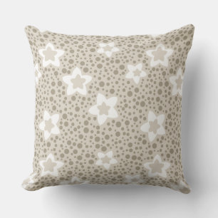 Beige Polka dot retro mit Sternen und Blume Kissen