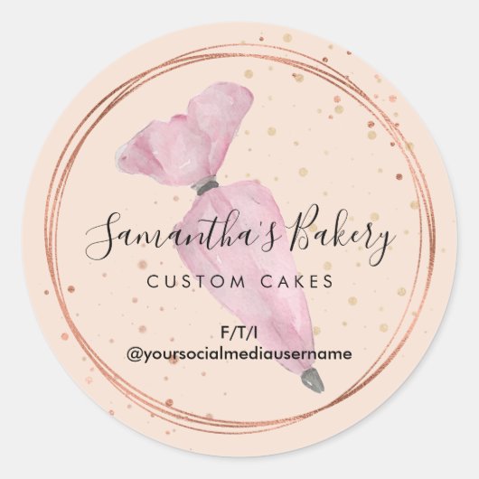 Beige Polka Dots Konditorei Koch Bäckerei Runder Aufkleber (Vorderseite)