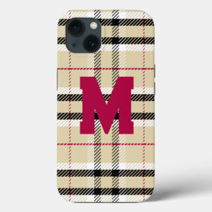Beige Preppy Kariert Fashion Monogram Personalisie Case-Mate iPhone Hülle