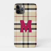 Beige Preppy Kariert Fashion Monogram Personalisie Case-Mate iPhone Hülle (Rückseite)