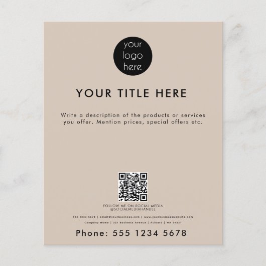 Beige Professional Business Logo Promotional  Flyer (Vorne)