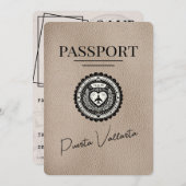 Beige Puerta Vallarta Passport Save the Date (Vorne/Hinten)