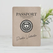 Beige Puerta Vallarta Passport Save the Date (Stehend Vorderseite)