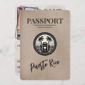 Beige Puerto Rico Passport Save The Date (Vorne/Hinten)