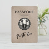 Beige Puerto Rico Passport Save The Date (Stehend Vorderseite)