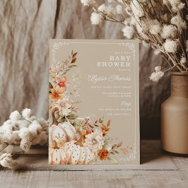 Beige Pumpkin Gender Neutral Baby Dusche Einladung