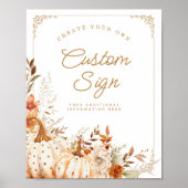 Beige Pumpkin und Blume Babydusche Tafeln Poster (Vorne)