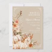 Beige Pumpkin und Blume Brautparty Einladung (Vorderseite)