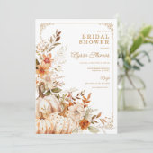 Beige Pumpkin und Blume Brautparty Einladung (Stehend Vorderseite)