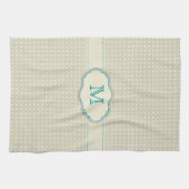 Beige Punkte-Muster-Monogramm Geschirrtuch (Horizontal)