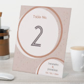 Beige Punkte und Kreise Hochzeitszeichen der Tisch Sockelschild (In Situ)