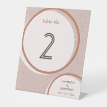 Beige Punkte und Kreise Hochzeitszeichen der Tisch