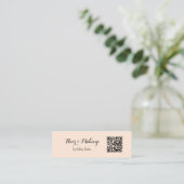 Beige QR Code Beauty Makeup Artist Mini Visitenkarte (Stehend Vorderseite)