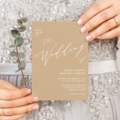 Beige QR-Code in einer modernen Skripthochzeit Einladungspostkarte