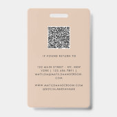 Beige QR-Code Modernes minimales Foto abstrakt Ausweis (Rückseite)
