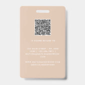 Beige QR-Code Modernes minimales Foto abstrakt Ausweis (Rückseite)