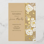 Beige Quinceañera Foil Einladung (Vorderseite)