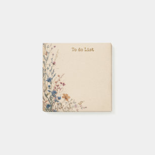 Beige-Rand Rustikale Boho-Wildblume Post-it Klebezettel