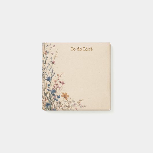 Beige-Rand Rustikale Boho-Wildblume  Post-it Klebezettel (Vorderseite)