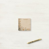Beige-Rand Rustikale Boho-Wildblume Post-it Klebezettel (Auf Schreibtisch)