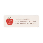 Beige Red Apple Preschool Graduation Address Label (Vorne)