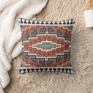 Beige Red Aquamarin Native Amerikanischen Ureinwoh Kissen