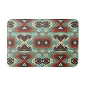 Beige Red Brown Aqua Blue Green Black Tribal Art Badematte (Vorderseite)