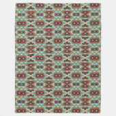 Beige Red Brown Aqua Blue Green Black Tribal Art Fleecedecke (Vorderseite)