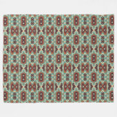Beige Red Brown Aqua Blue Green Black Tribal Art Fleecedecke (Vorderseite (Horizontal))