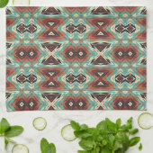 Beige Red Brown Aqua Blue Green Black Tribal Art Handtuch (Gefaltet)