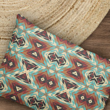 Beige Red Brown Aqua Blue Green Black Tribal Art