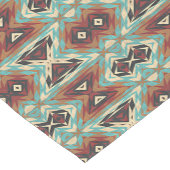 Beige Red Brown Aqua Blue Green Black Tribal Art Mittelgroßer Tischläufer (Ecke)